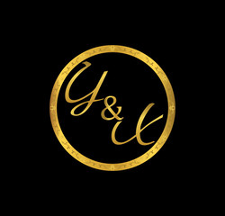 YX initial wedding in golden ring