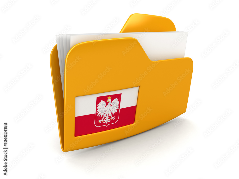 Poster folder and lists with polish flag. image with clipping path