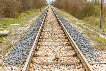railroad tracks to the horizon