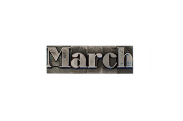 March / caracteres d'imprimerie en plomb 