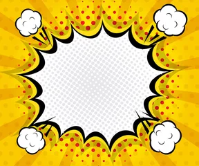 Foto auf Alu-Dibond abstract boom blank speech bubble pop art, comic book on yellow background © nakedcm