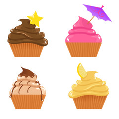 Set of cute cupcakes