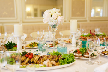 The banquet table in restaurant