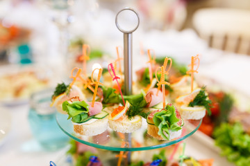 The banquet table in restaurant