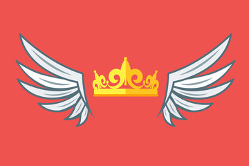 Obraz premium Wings with crowns. Vip club logo vector.
