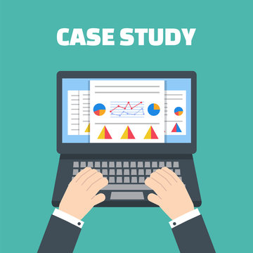 Case study concept vector with computer device