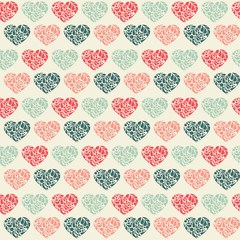 Vector seamless Pattern of Hearts in cute colors.
