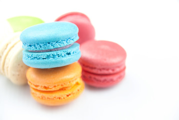 Colorful macaroon on white background