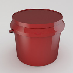 Plastic bucket on white background