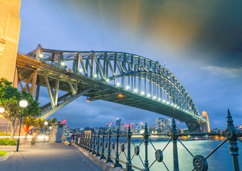 Sydney, New South Wales. Amazing sunset view of Harbour Bridge