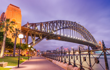 Sydney, New South Wales. Amazing sunset view of Harbour Bridge