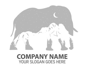 Night Elephant Silhouette Logo Icon Vector