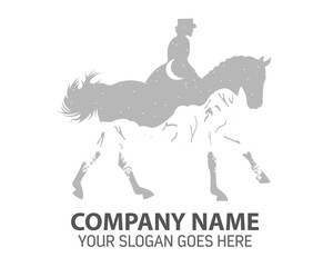 Mountain Horse Man Silhouette Logo Icon Vector