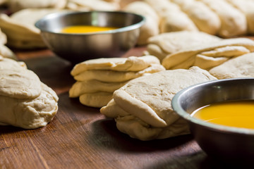 Confectioners knead the dough.