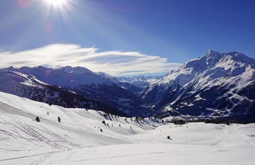 Piste de ski des Alpes en France