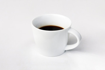 Top view of a cup of coffee, isolate on white background