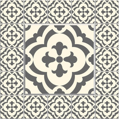 Retro Floor Tiles patern. Vector Dutch tile illustration.