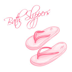 vector hand drawn illustration of isolated bath slippers