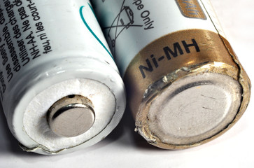 Macro a few old used batteries