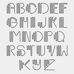 Original curved latin alphabet set.