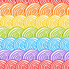 Fototapeta na wymiar Seamless rainbow doodle background