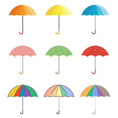Fototapeta na wymiar Set of colored vector icons umbrellas