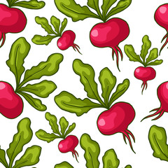 Cute seamless hand drawn radish background