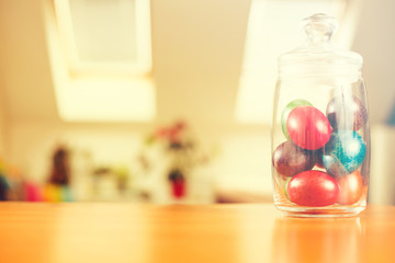 Easter eggs in cookie jar
