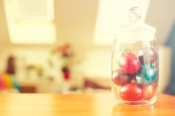 Easter eggs in cookie jar