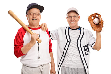Two seniors baseball players