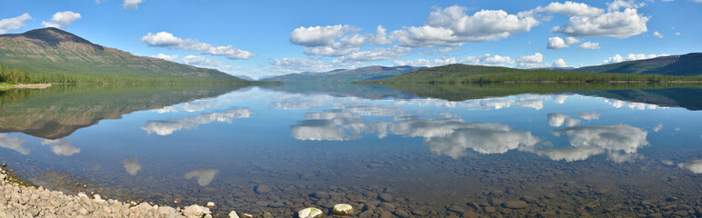 Lake panorama on the Putorana plateau.