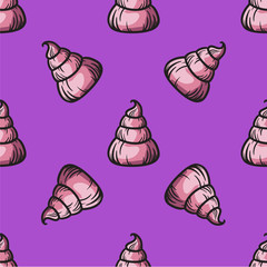 Meringue seamless pattern sweet cake vector hand drawn illustrat