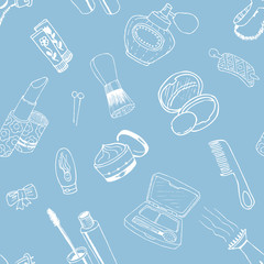 cosmetic doodles vector seamless background