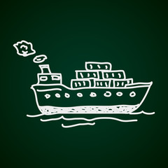 Simple doodle of a cargo ship