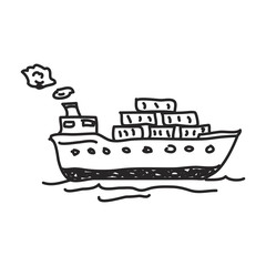 Simple doodle of a cargo ship - 106039591