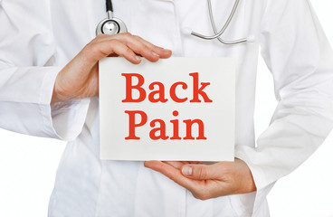 Back Pain card in hands of Medical Doctor