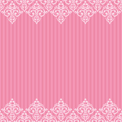 Vector seamless pink frame/border in damask baroque style
