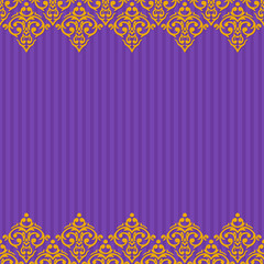 Vector seamless purple and gold frame/border in damask baroque s