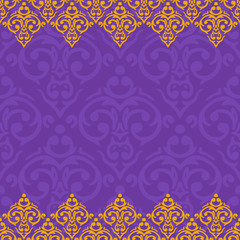 Vector seamless purple and gold frame/border in damask baroque s