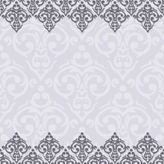 Vector seamless purple and white frame/border in damask baroque