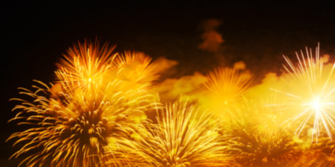 Brightly colorful fireworks in the night sky