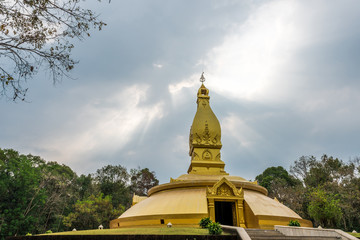Fototapeta na wymiar golden pagoda architecture at wat Nong Pah Pong in Ubon Ratchath