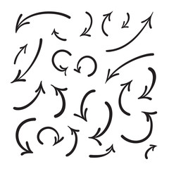 Arrows vector hand drawn set icons illustration.