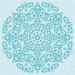 Fototapeta na wymiar Vector circular turquoise ornament design / snowflake