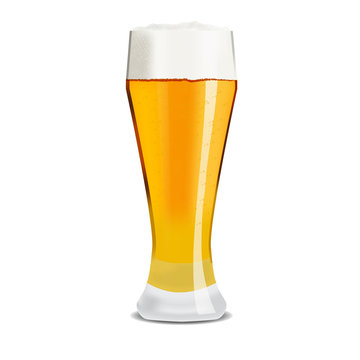 High glass of  light beer realistic vector