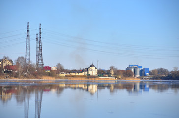 Fototapeta premium Coast of the river Neva on the outskirts of St.Petersburg.
