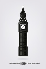Big Ben, The Elizabeth Tower at London vector silhouette poster