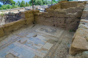 Mosaics of the archaeological site, Tindarys, Sicily.