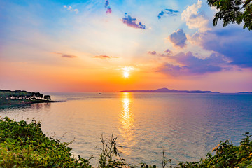 beautiful colorful sky and sunset at the sea