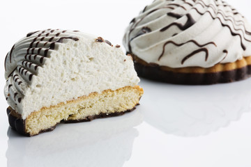 delicious cream cookies on a white background